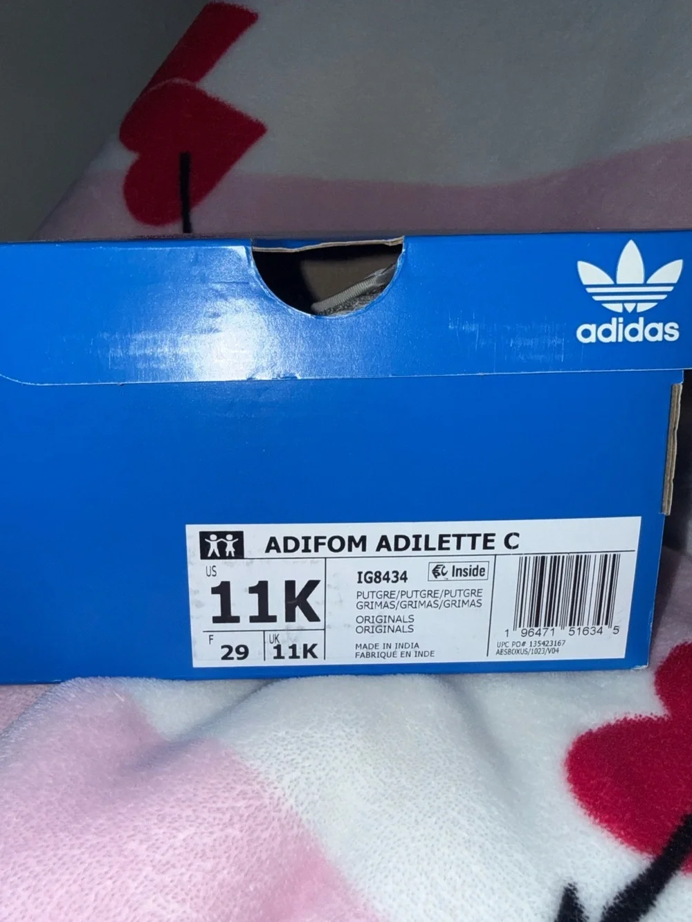 NWT adidas Kids Adifom Adilette C Slide in Beige Neutral, Size 11K